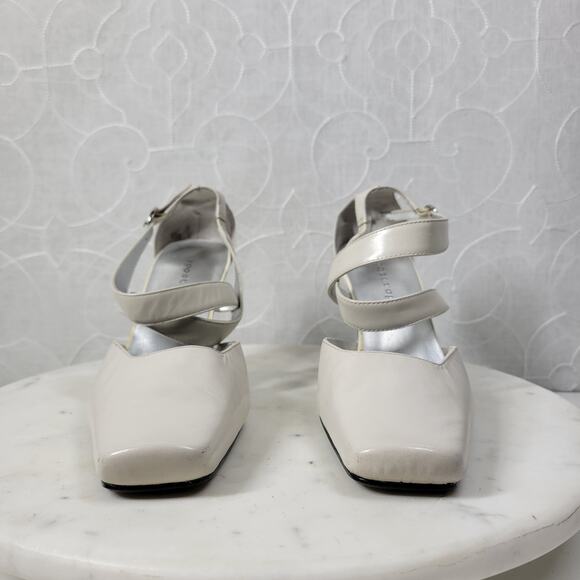Apostrophe Cate Heels Womens 7.5 White Leather Square Toe Bridal‎ Wedding Party - Picture 5 of 16
